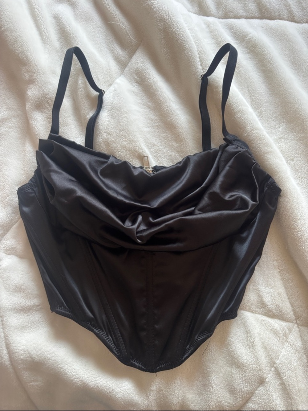 Urban Outfitters Black Satin Crop Top